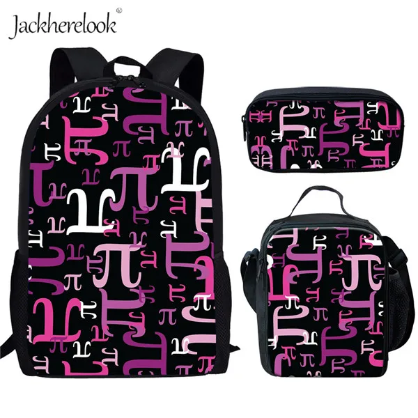 Jackhereook/Комплект детских школьных сумок с красочным символом, эскиз, математика Pi, рюкзак с принтом для девочек и мальчиков, школьная сумка для детей - Цвет: HX551CGK