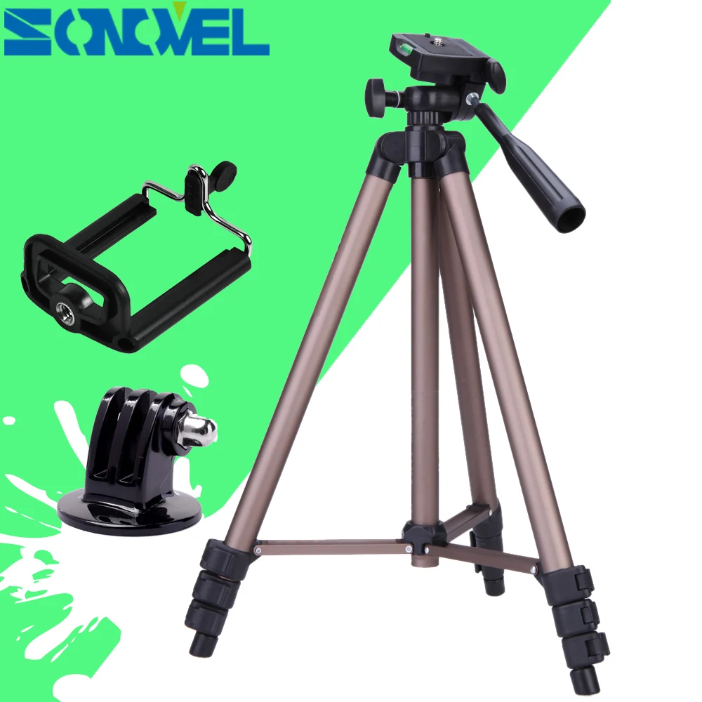 WT3130 Aluminum Alloy Camera Tripod Stand with Rocker Arm for Canon