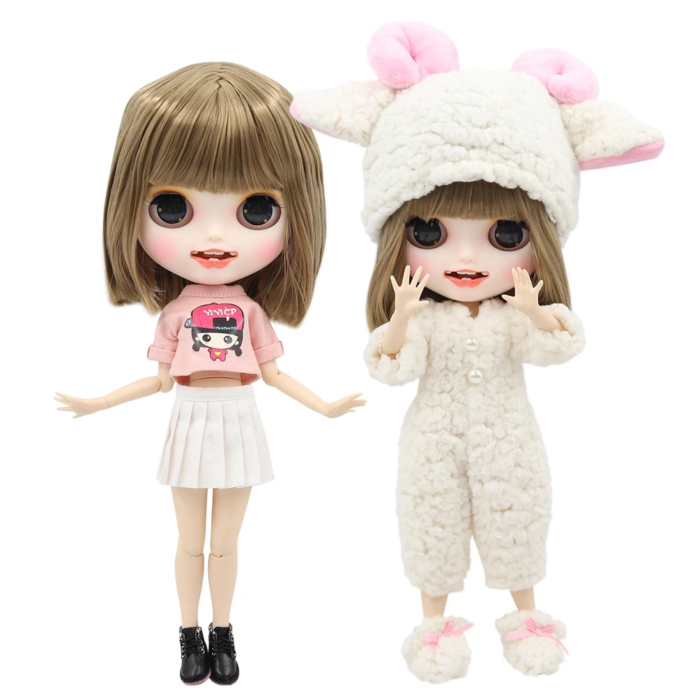 Ледяная кукла DBS Blyth 1/6 bjd белая кожа сужение тела короткие каштановые волосы с