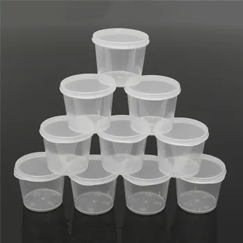 

30Pcs 25ml Disposable Plastic Takeaway Sauce Cup Containers Food Box with Hinged Lids Small Pigment Paint Box Palette Reusable