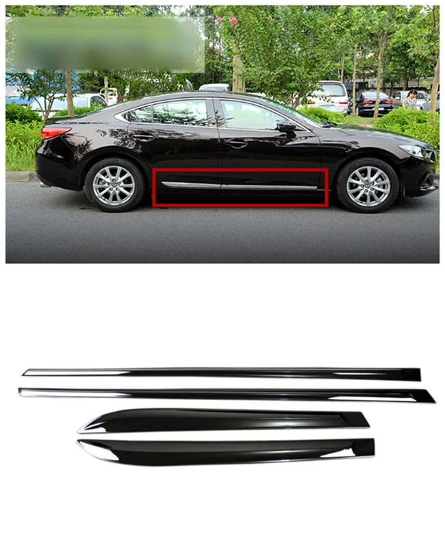Для Mazda 6 M6 Atenza 2013 Блестящие ABS Chrome Боковая дверь средства ухода за кожей под давлением отделочные полосы внешнее хромовое оформление Запчасти 4 предмета в комплекте