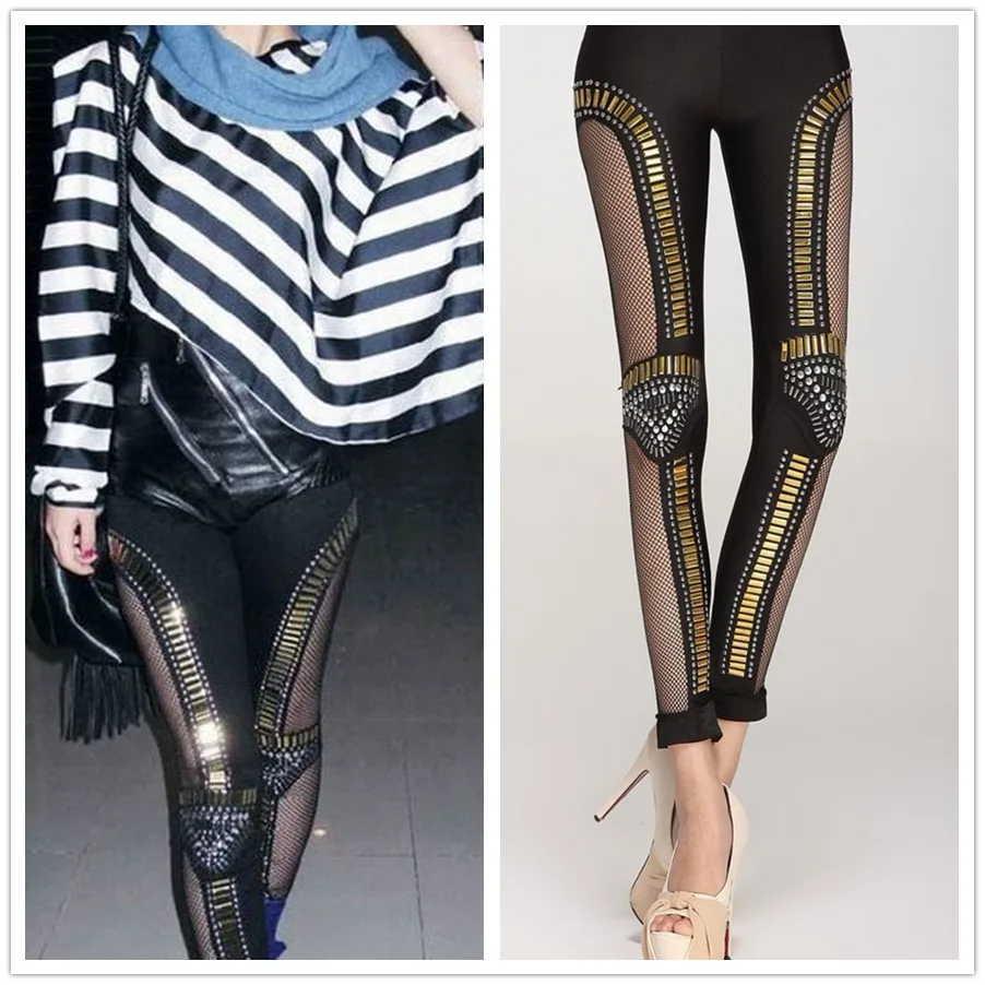 

Zaful Punk Rock Club Stage Rock Heavy Metal Leggings Women Fit Pants Breathable MeshLeggings Black Sexy Sweatyrocks Leggins