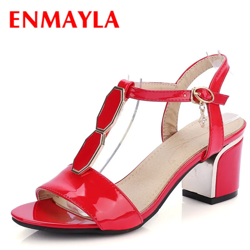 

AirFour New 2016 Summer Women Sandals Size 34-43 Peep Toe High Heels Black Red White Sandals Party Wedding Elegent Women Shoes