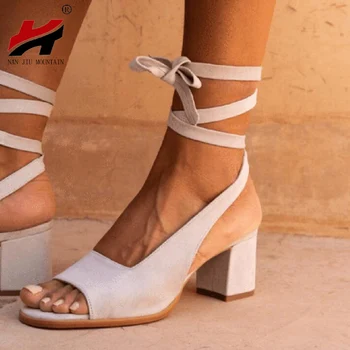 

NAN JIU MOUNTAIN High Heel Sandals Women 2019 Fashion Bright Open Toe Sandals Cross Straps Roman Women's Shoes Plus Size 35-43