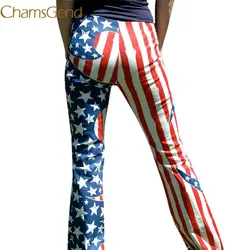 Новые поступления Женщины американский флаг Drawstring широкие брюки леггинсы A #0605