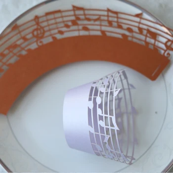 

50pcs/lot music note lace cupcake wrapper, laser cut muffin cup cake cup wrappers pearl paper wedding party decoration supplies