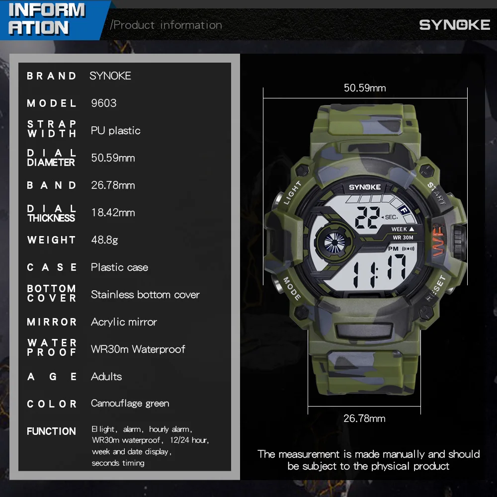 SYNOKE для мужчин спортивные часы светодиодные цифровые наручные часы студент детей часы обувь для мальчиков мужской часы 2019 электронные