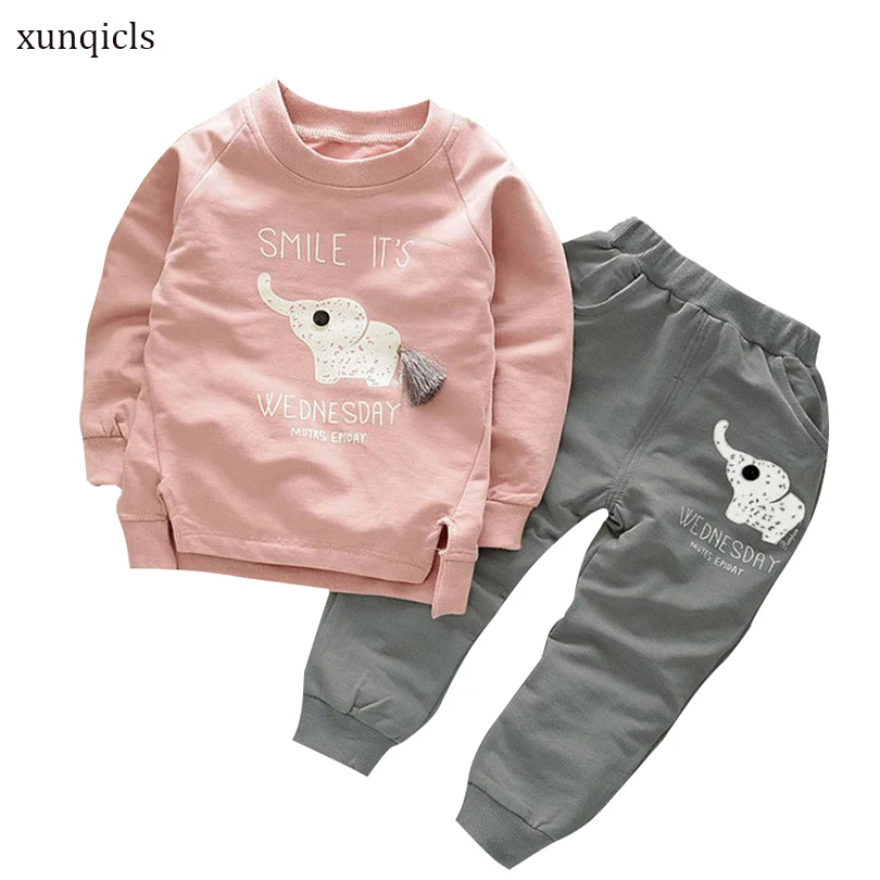 Xunqicls/Коллекция года, комплекты одежды для маленьких мальчиков детская футболка с длинными рукавами и рисунком+ штаны, 2 предмета, хлопковые повседневные комплекты одежды для детей