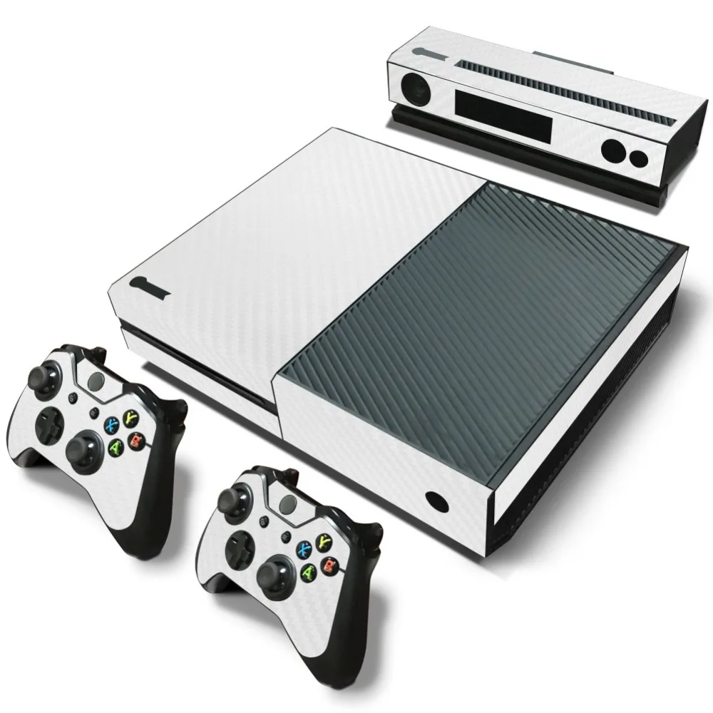 

Carbon Fiber White Style for XBOX One console vinyl skin sticker Cover+2pcs for XBOX One controller decal