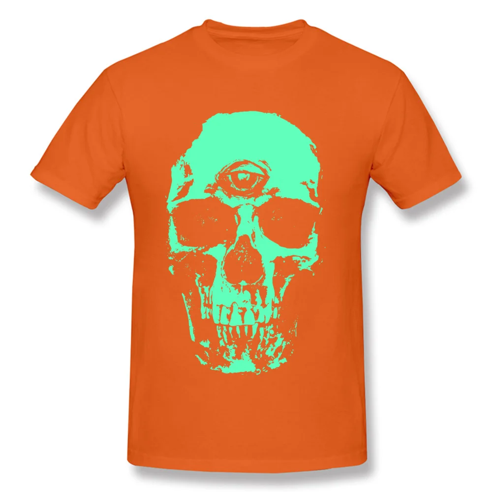 Camisa All Seeing Skull Men Tshirts 2018 Popular Thanksgiving Day Short Sleeve Crew Neck Pure Cotton Tops & Tees Normal T-shirts All Seeing Skull orange