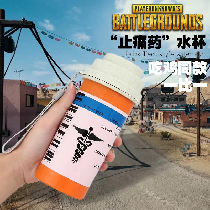 New Game Playerunknown's Battlegrounds PUBG Cosplay Props Anodyne Painkiller Plastic Water Cup 400ML Thermos Cup Bottle Mug