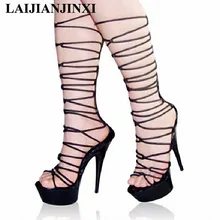 LAIJIANJINXIA/Для женщин Танцы Босоножки Лето ночной клуб супер каблуки 15 см пикантные ремень Водонепроницаемый толстые сандалии Обувь для танцев