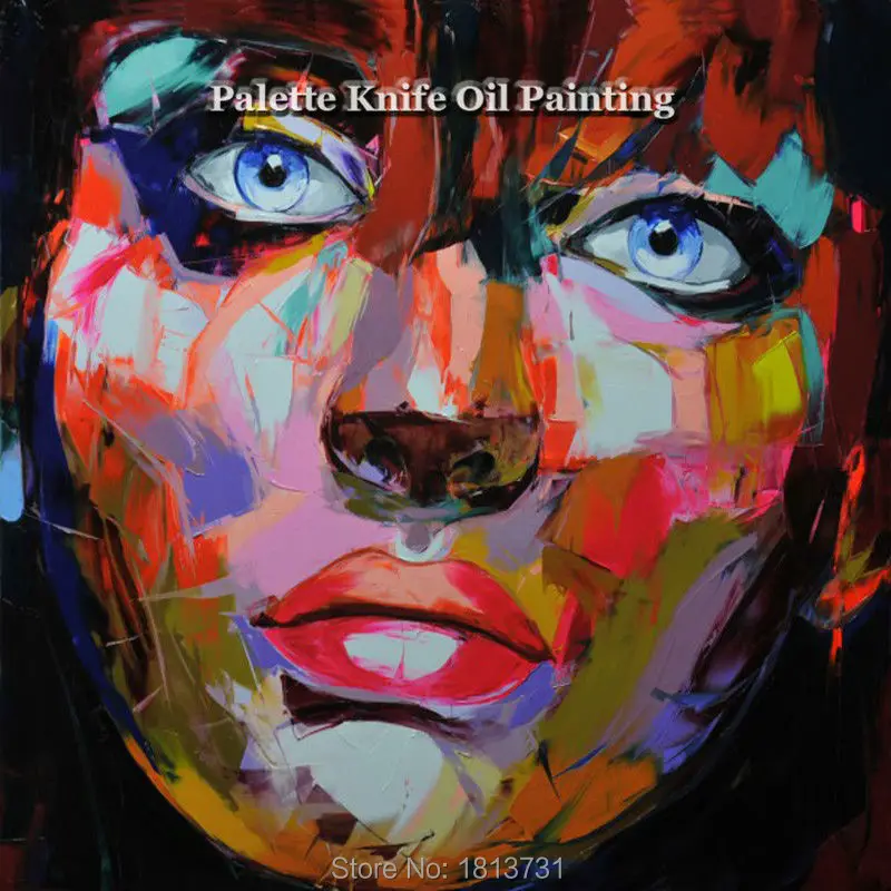 

Hand painted Francoise Nielly Palette knife portrait Face Oil painting Character figure canva wall Art picture12-39