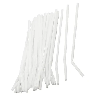 

35 Pcs 8" Long White Soft Plastic Flexible Drinking Straws for Party