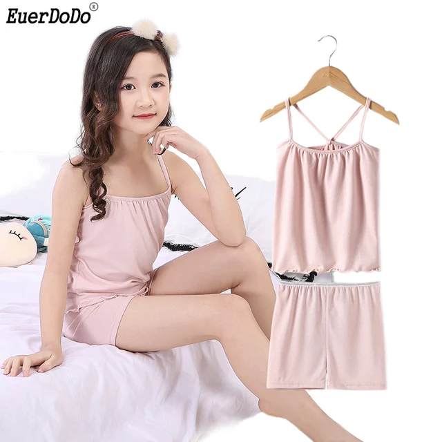 Children's Pajamas For Girls Pajamas Cotton Summer Sleepwear Kids Vest Shorts 2pcs Suit 3 4 5 6