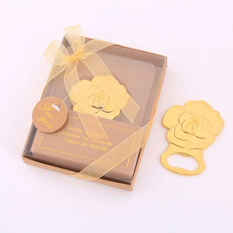 

Gold Rose Flower Beer Bottle Opener Portable Bar Kitchen Accessories Decoration Wedding Party Favors Gift