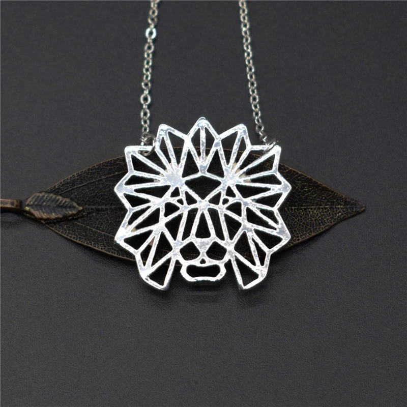 Elfin de cabeza de león de Origami para mujer, Color y plateado, joyería geométrica de León, colgante, joyería|lion head|lion necklacenecklace women - AliExpress