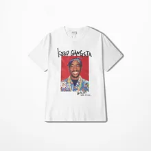 2pac Rap Футболка мужская высокая уличная летняя повседневная одежда с короткими рукавами Мужская футболка хип-хоп скейтборд Kanye West Coast Top Tee