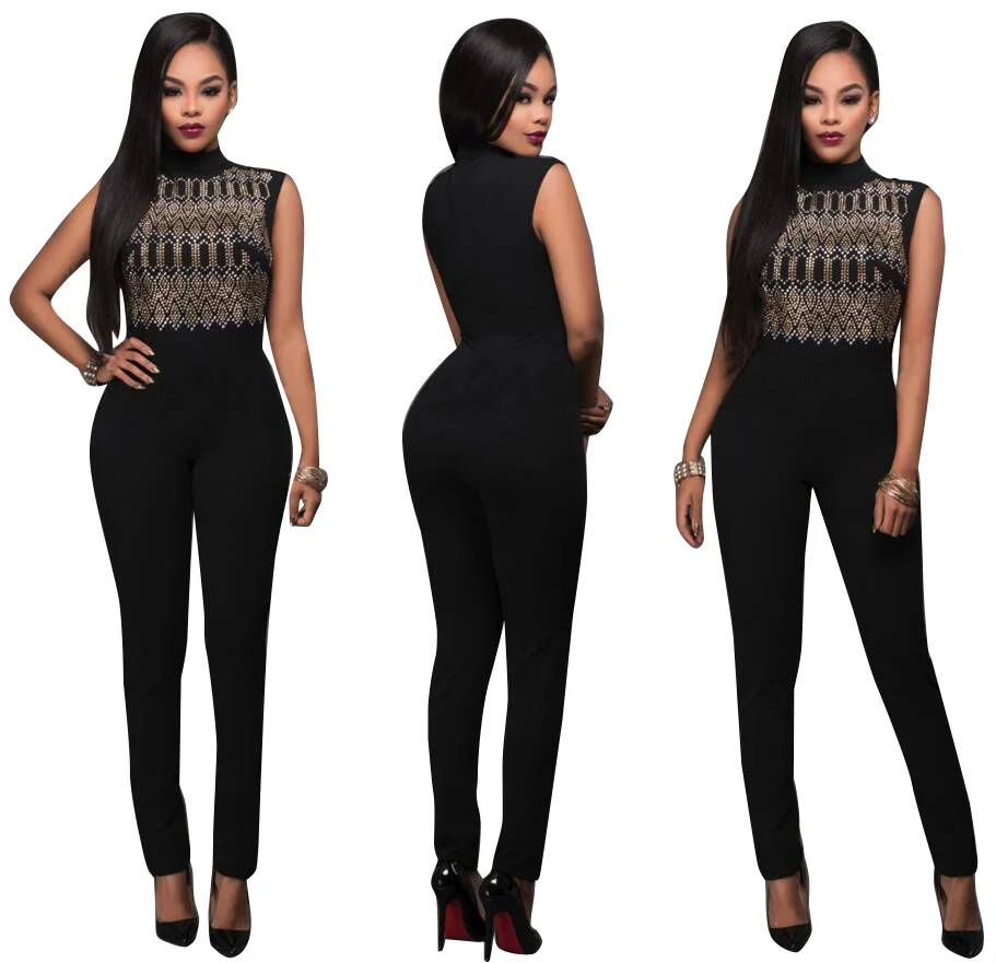 Europe and the United States women's spring sleeveless jumpsuits sexy