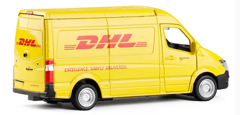 Высокая симуляция 1:36 грузовик DHL игрушечных транспортных средств сплав оттягивать назад автомобиль Реплика Авторизованная оригинальной фабрикой Модель Коллекция игрушек