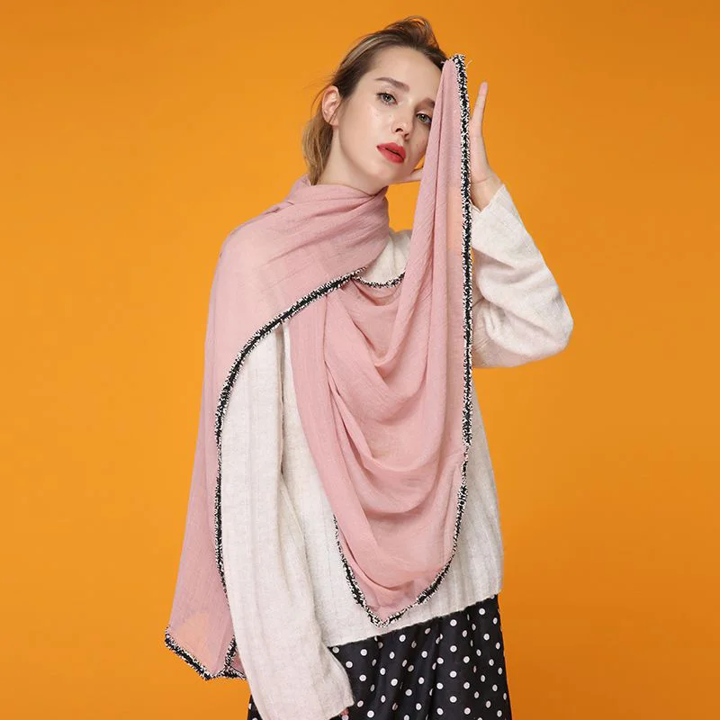 Buy Cotton And Linen Scarves Pure Color Wild Ethnic