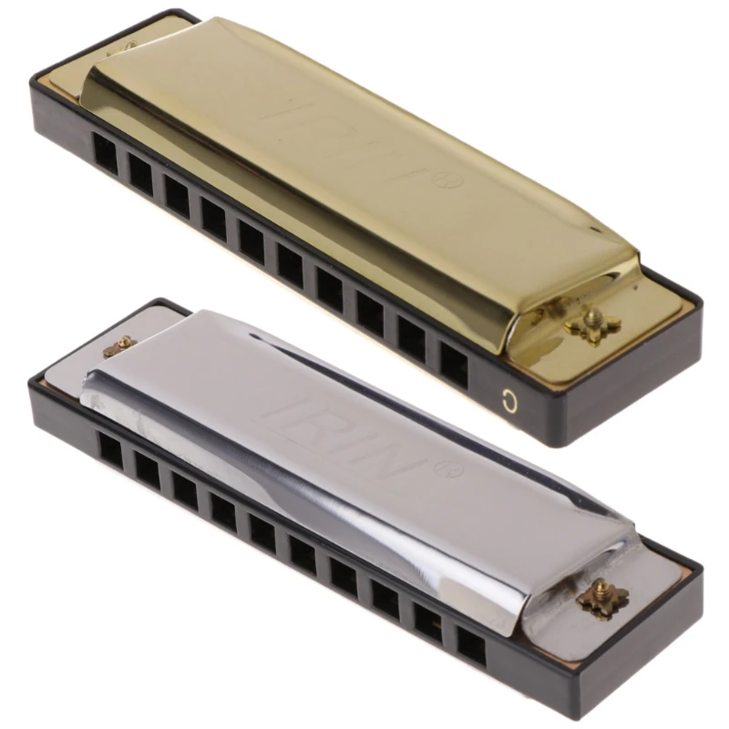 

Harmonica 10 Holes Key 20 Tone Blues Metal of C with Case For Beginners Gift