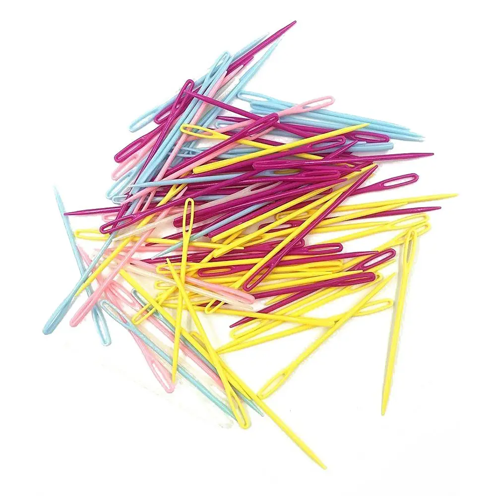 100 pcs 7CM/2 3/4inch Plastic Hand Sewing Yarn Darning Tapestry Needles
