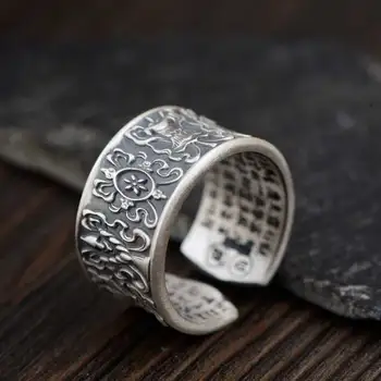 

FNJ 925 Silver Flower Ring Fish New Fashion Simple S925 Sterling Thai Silver Rings for Men Women Jewelry Adjustable Size