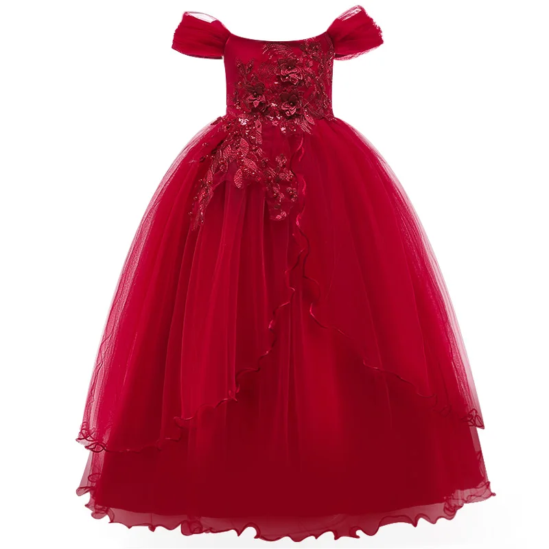 

Vestidos Flower Girls dresses for formal party Baby Girls Sleeveless embroidery tutu Princess Wedding Dress Children Party