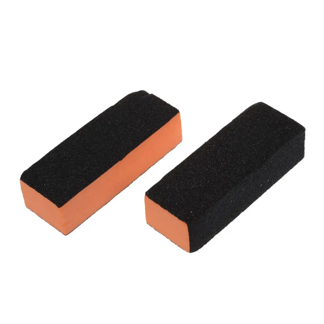 2 Pcs Black Orange Rectangle 4 Way Shiner Buffer Sanding Block Nail