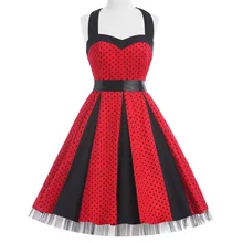 Fashion Summer Dress 2017 Sexy Halter Robe Polka Dots Pinup Rockabilly 50s 60s Vintage Dress Vestidos Plus Size Women Dresses