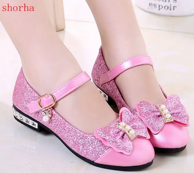 New 2021 Children Princess Shoes Girls Sequins Girls Wedding Party Kids Dress Shoes for Girls Pink / Rose Red/ Gold School Shoes square basketball medal school games medal gold silver and bronze medal 2021