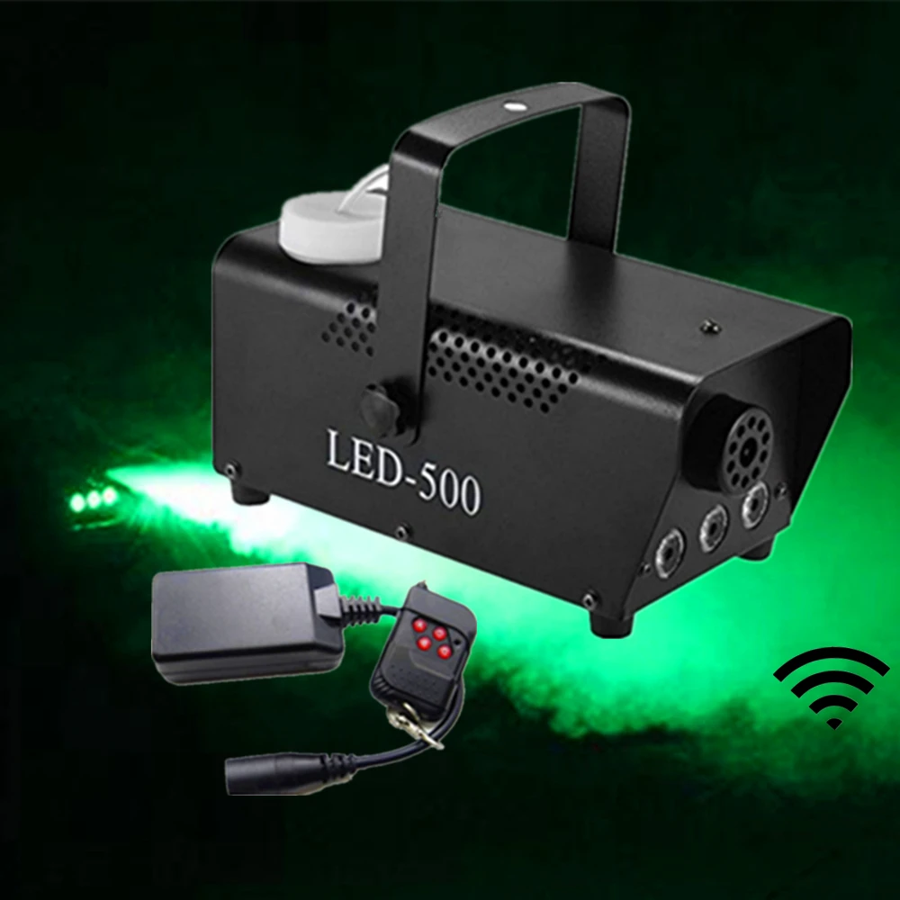 

Green Color Wireless Control Mini 500W LED Fog Machine/Smoke Machine/Fogger With 3pcs LED Lights/Smoke Thrower/LED Smoke Ejector