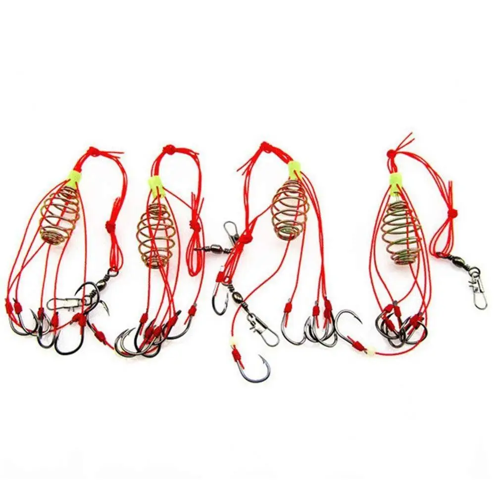 

4 Pcs Fishing Hook Lure Bait Trap Feeder Cage Sharp Stainless Steel Springs Fishing Gear Hooks Carp Fishing Jig Head