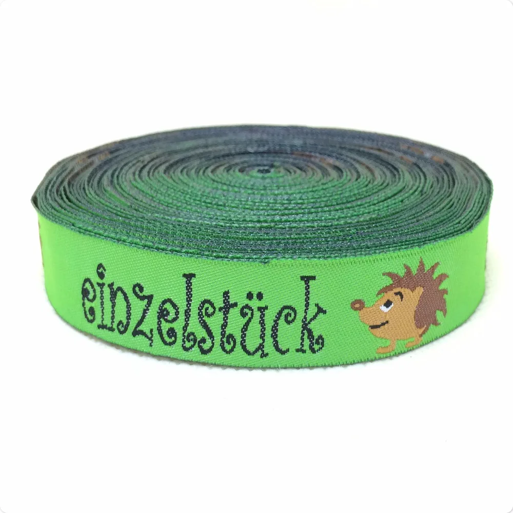 

NEW wholesale 5/8 '(16 mmx10yards) 100% Polyester Woven Jacquard Ribbon green hedgehog KTZD15102210