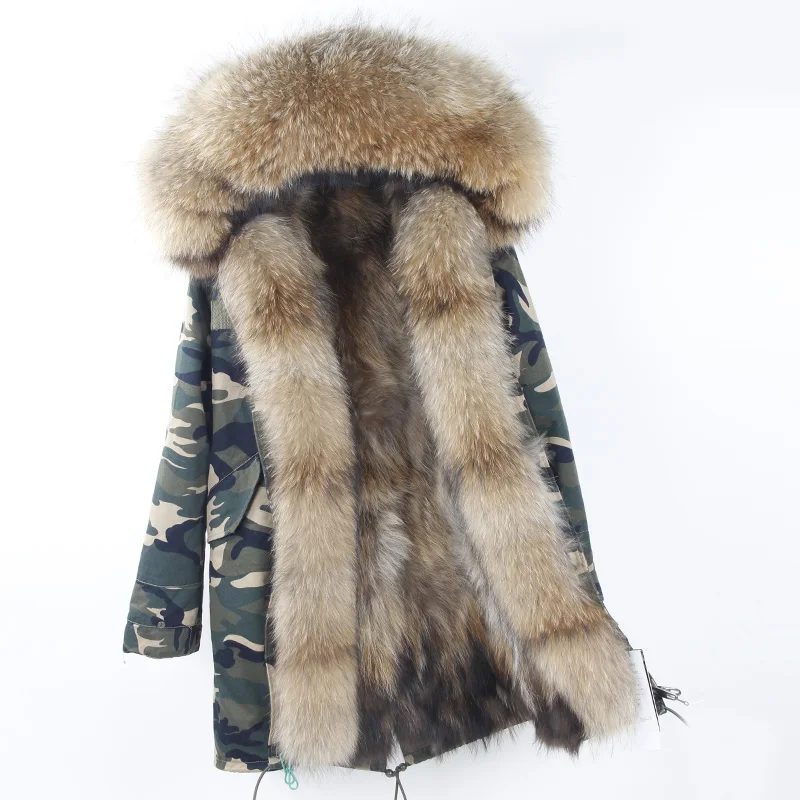 Новинка, модное зимнее женское пальто с натуральным мехом, большой воротник из натурального меха енота, подкладка из меха енота, парки с капюшоном