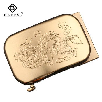 

BIGDEAL Men's Solid Brass Copper Designer Belts Dragon Automatic Buckles 3.5cm Width Ratchet