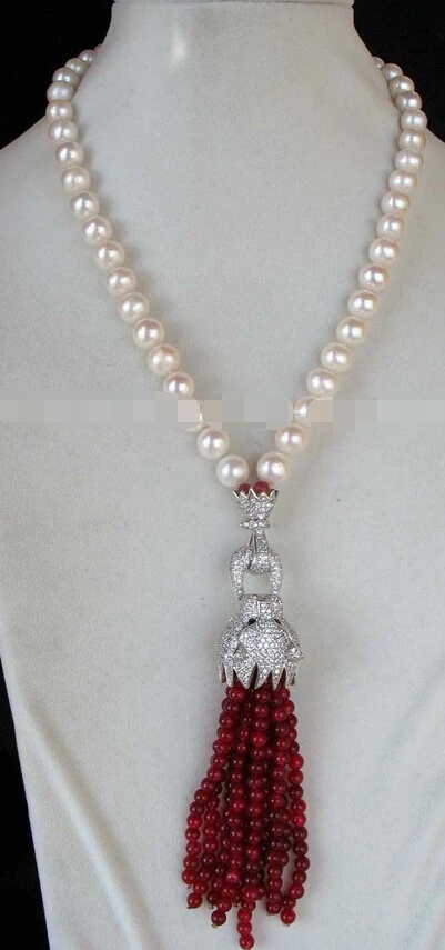 

bjc 0002035 freshwater pearl white round agate leopard clasp necklace 18