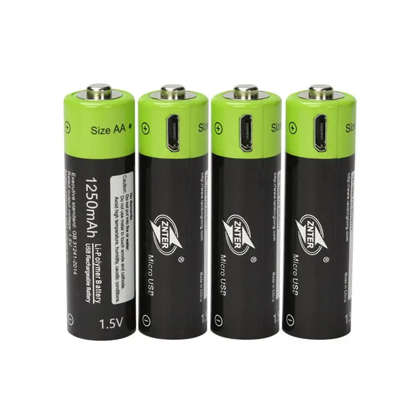ZNTER 1,5 V AA 1250 mAh литий-полимерная аккумуляторная батарея micro usb зарядка 1,5 v батареи - Цвет: 4 Battery