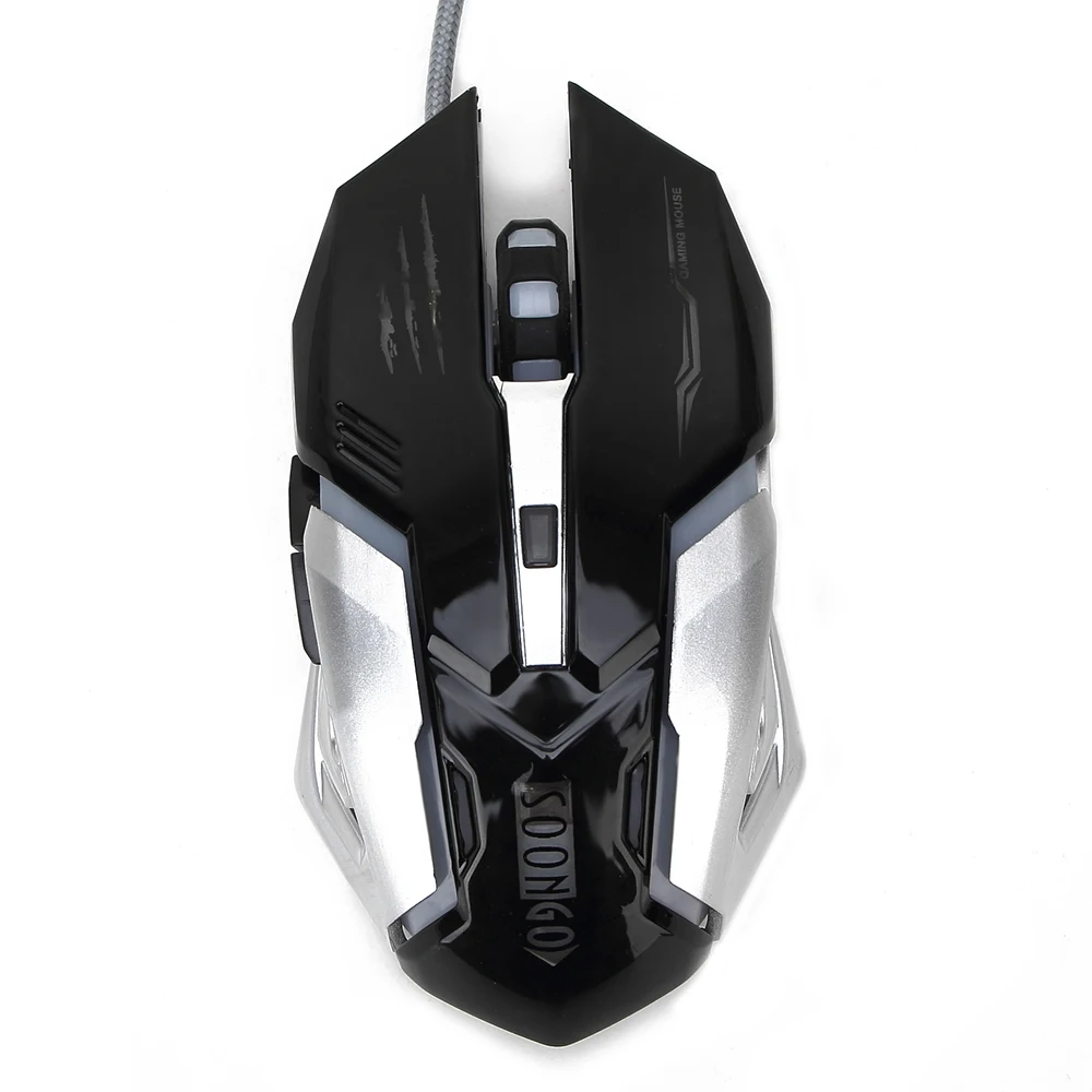  USB Optical Gaming Mouse 3200DPI Adjustable with 4 LED Breathing Light Pro Computer Mice for Laptop