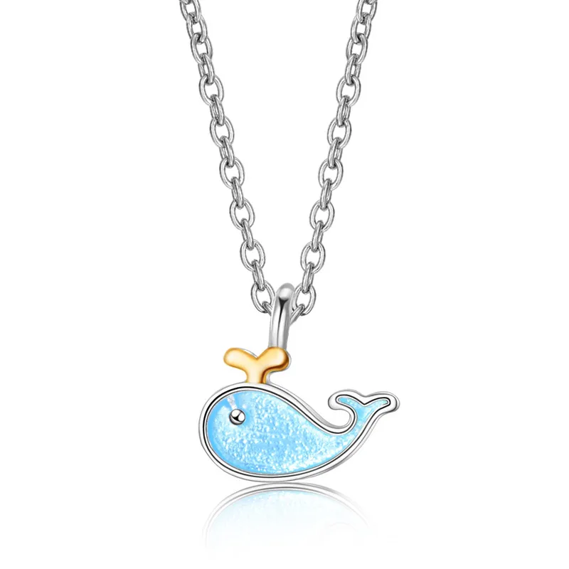 

TJP Cute Dolphin Pendants Necklace For Women Jewelry Trendy 925 Sterling Silver Necklace For Girl Birthday Party Accessories Hot