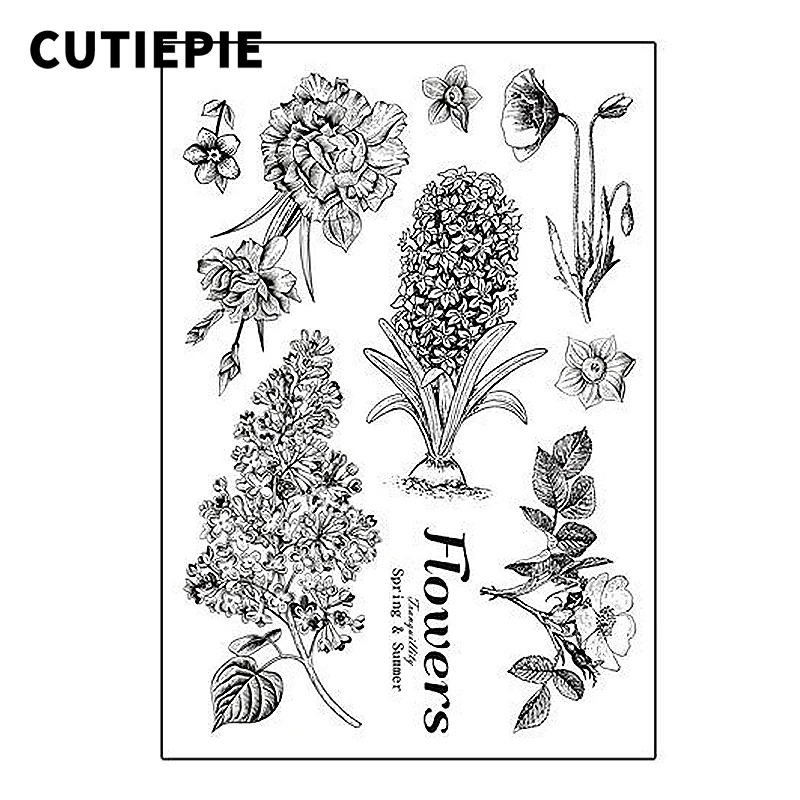 

Colorful Flowers Mixed Design Transparent Clear Stamps for DIY Scrapbooking/Card Making/Photo Album/Embossing Decorative Stencil