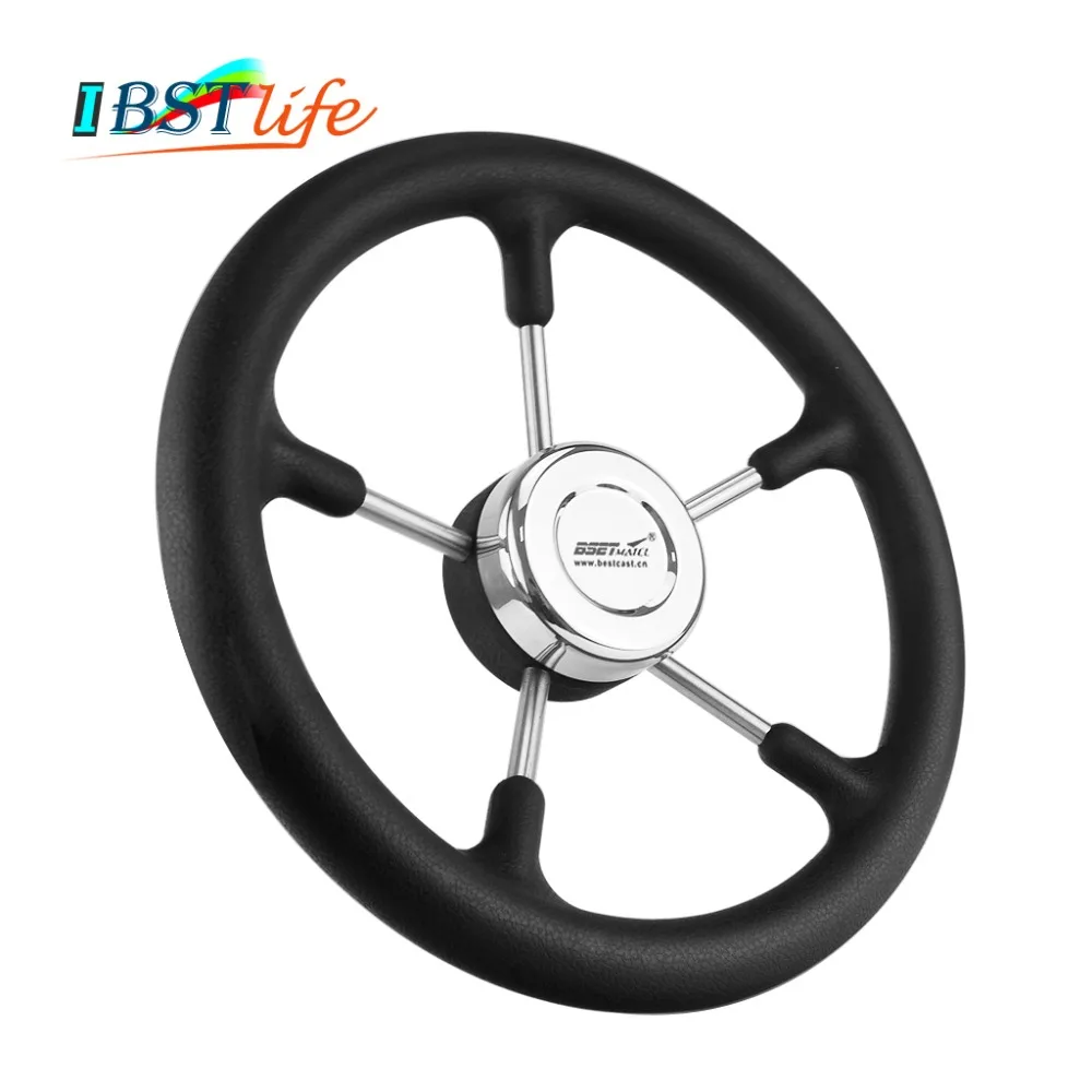 

Polyurethane Foam Black 320mm Steering Wheel Marine Grade 5 Spokes 15 Degree Fits 3/4" Shaft Boat Yacht Hardware Accessories
