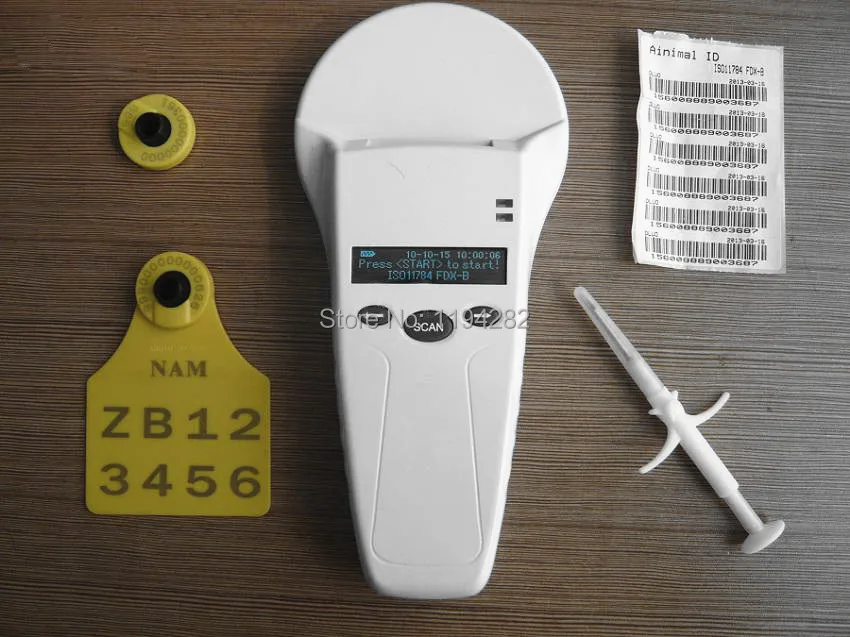 

134.2khz handheld rfid reader animal rfid reader FDX-B HDX ID64 ear tag supported USB + Bluetooth interface ISO11784/11785