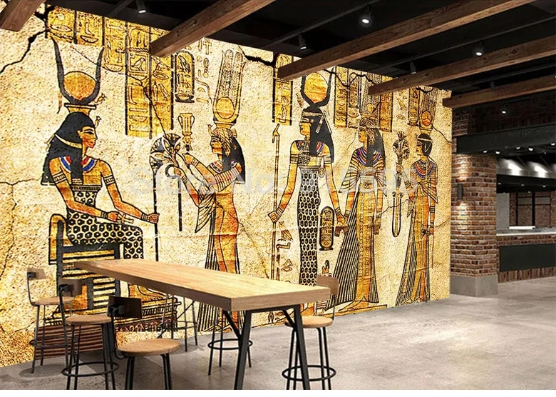 Пользовательские настенные росписи обои для стен 3D ретро ностальгия египетские персонажи картина маслом гостиная ресторан фон Декор