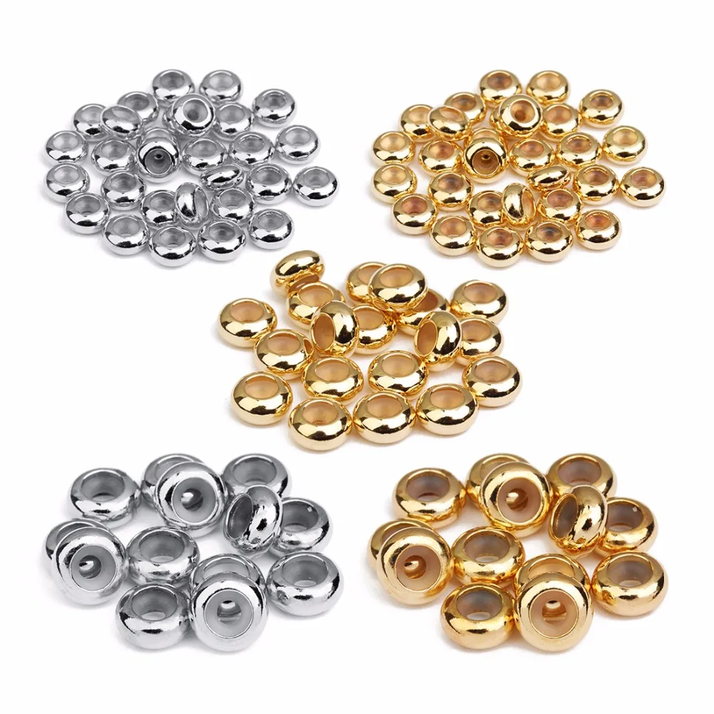 

20pcs/lot 1/2/3mm Hole Size Copper With Silicone Inside Spacer Beads For Making Bracelet Necklace Jewelry Accessories