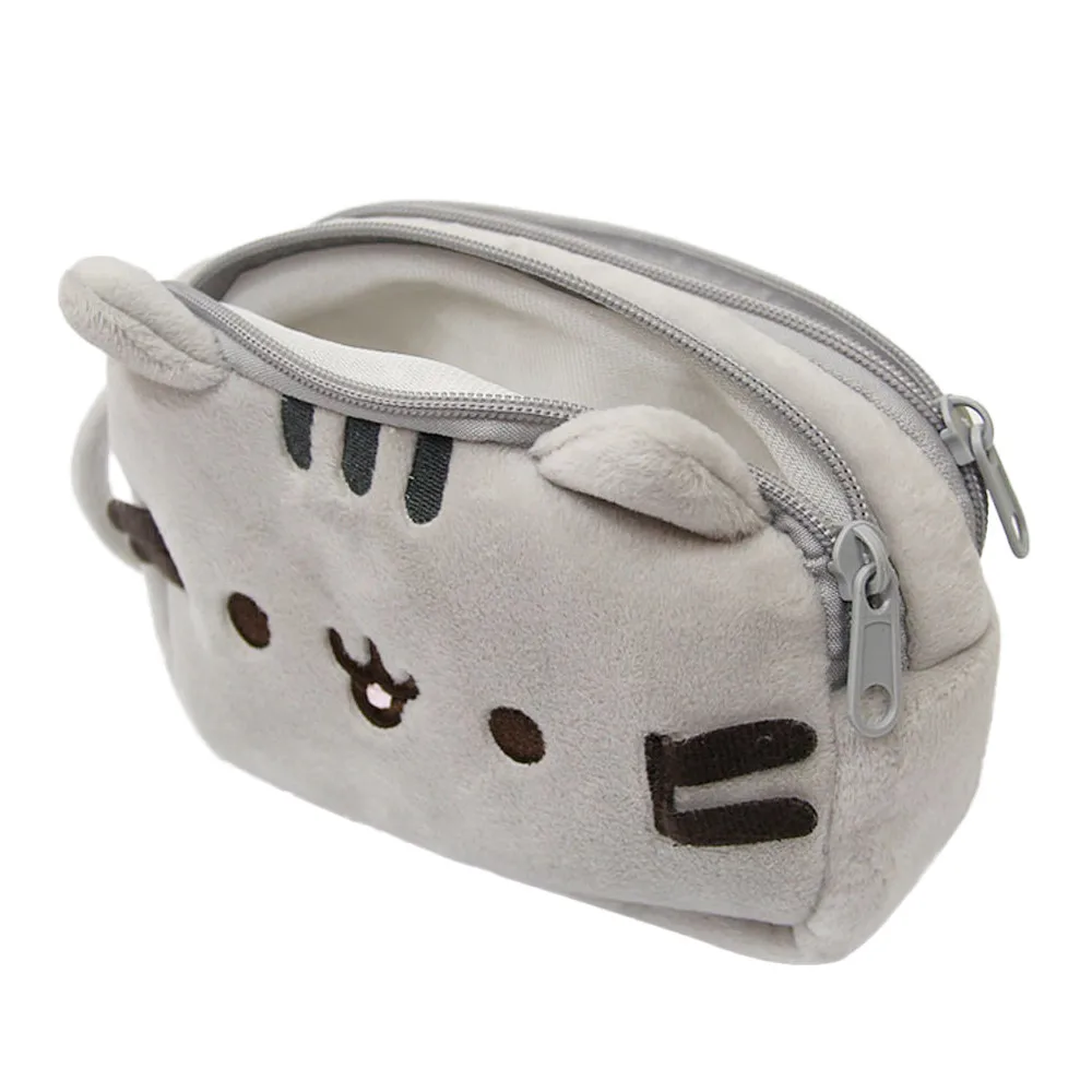 

ISHOWTIENDA Cat Pencil Case Cute Plush Pen Bag Portable Makeup Pouch cosmetics organizer Bag Kid Stationery Gift Travel
