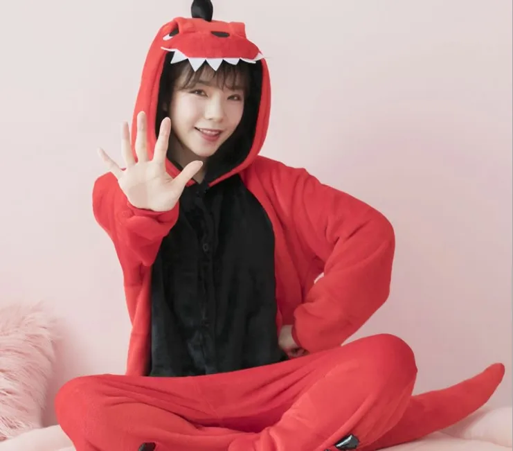 Кигуруми розовый динозавр Onesie взрослых детей унисекс Косплей Костюм пижамы цельный карнавальный костюм животного