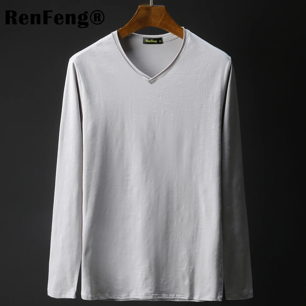 Bamboo Fiber Hot Sale New spring high-elastic cotton Underwear men's long sleeve v neck tight t Undershirts men shirts (5)