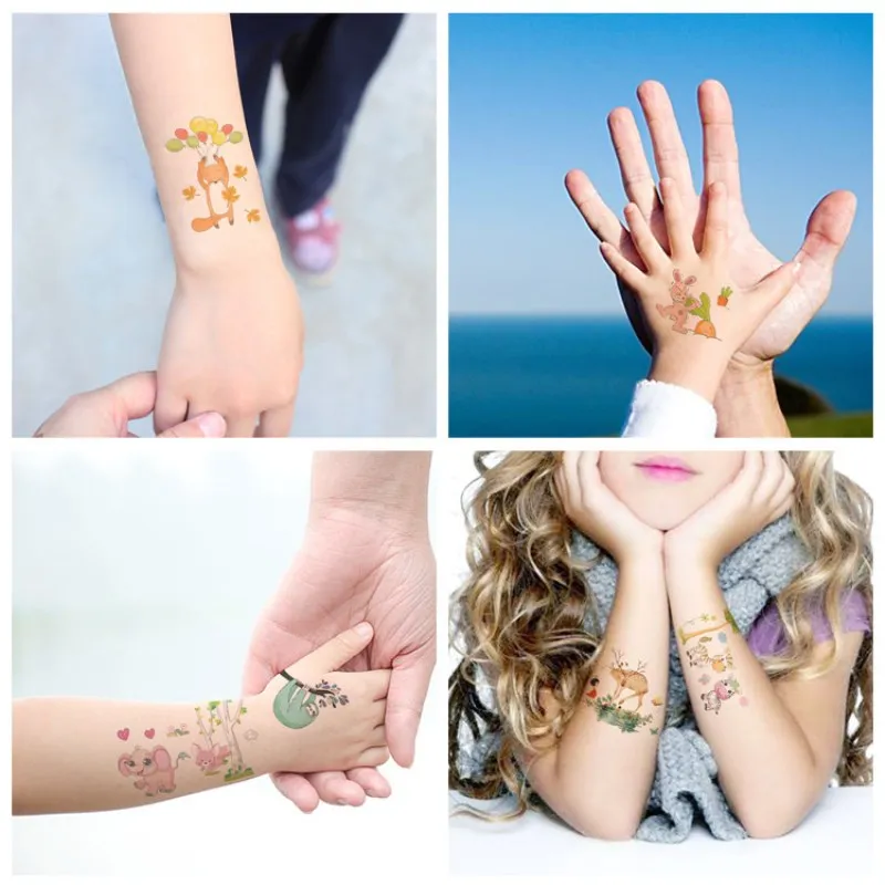 Popular Children Body Art Waterproof Temporary Tattoo Paper Cute Dinosaur / Mermaid / Small Monster  Cartoon Arm Tattoo Stickers